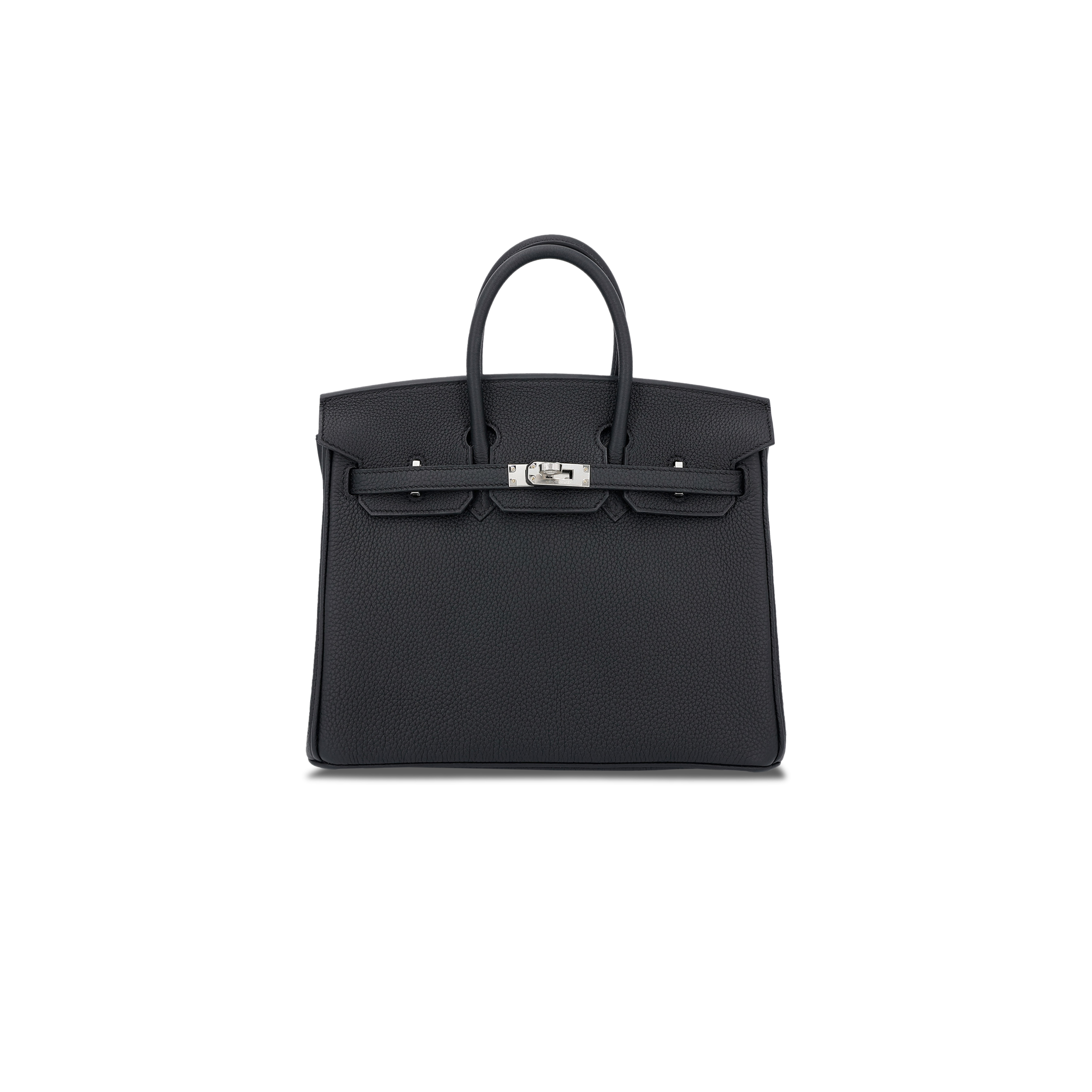 HERMES BIRKIN 25 NOIR BLACK TOGO CALFSKIN SILVER BUCKLE BAG 10089040 (25*20*13cm)